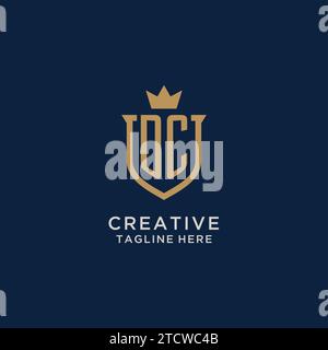DC initial shield crown logo vector graphic Stock Vector