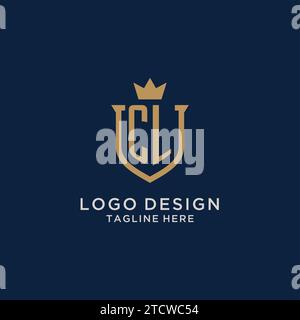 CL initial shield crown logo vector graphic Stock Vector