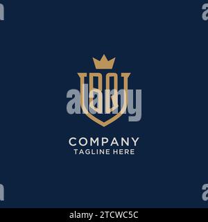 BQ initial shield crown logo vector graphic Stock Vector