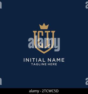 CI initial shield crown logo vector graphic Stock Vector