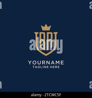 BR initial shield crown logo vector graphic Stock Vector