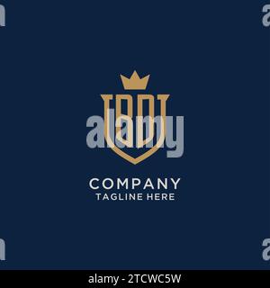 BD initial shield crown logo vector graphic Stock Vector
