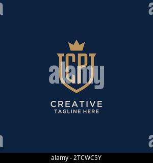 CP initial shield crown logo vector graphic Stock Vector