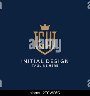 CW initial shield crown logo vector graphic Stock Vector