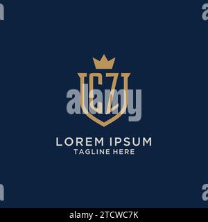 CZ initial shield crown logo vector graphic Stock Vector