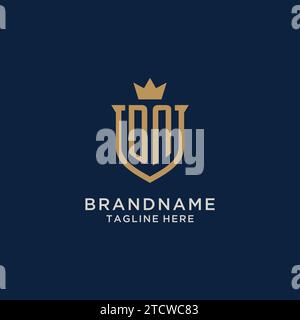 DN initial shield crown logo vector graphic Stock Vector