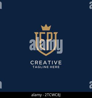 EP initial shield crown logo vector graphic Stock Vector