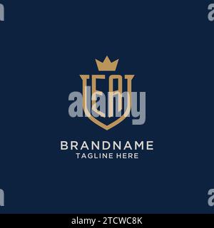 EA initial shield crown logo vector graphic Stock Vector