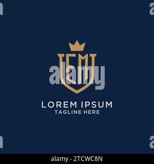 EM initial shield crown logo vector graphic Stock Vector