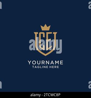 CE initial shield crown logo vector graphic Stock Vector