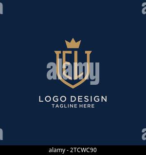 EL initial shield crown logo vector graphic Stock Vector