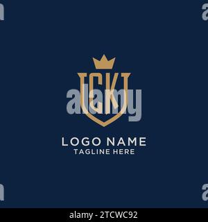 CK initial shield crown logo vector graphic Stock Vector