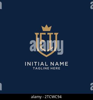 EI initial shield crown logo vector graphic Stock Vector