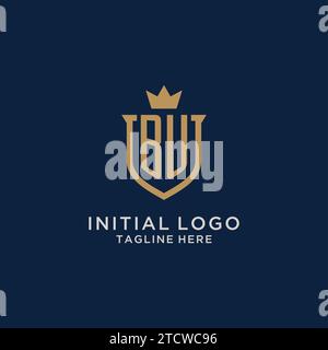 BU initial shield crown logo vector graphic Stock Vector