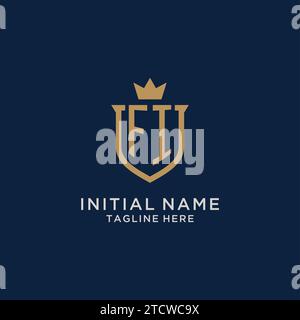 FI initial shield crown logo vector graphic Stock Vector