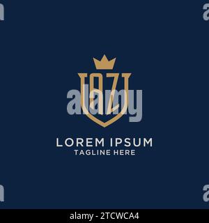 AZ initial shield crown logo vector graphic Stock Vector