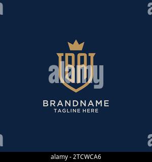 BA initial shield crown logo vector graphic Stock Vector