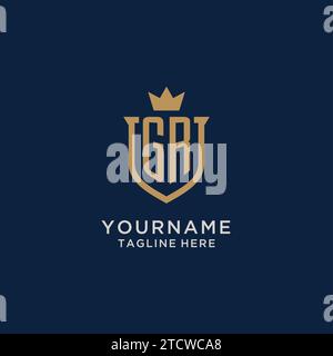 GR initial shield crown logo vector graphic Stock Vector
