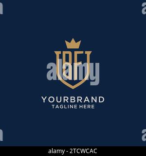 BF initial shield crown logo vector graphic Stock Vector