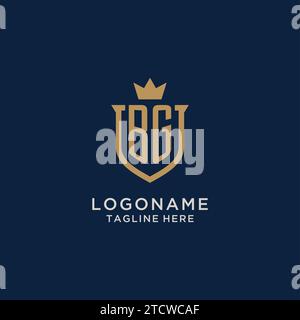 BG initial shield crown logo vector graphic Stock Vector