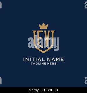 EV initial shield crown logo vector graphic Stock Vector