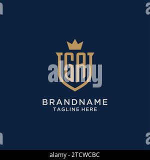GA initial shield crown logo vector graphic Stock Vector