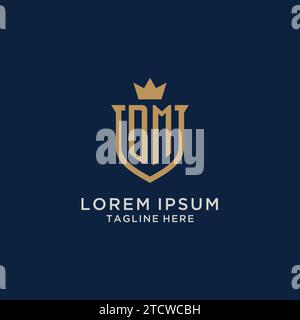 DM initial shield crown logo vector graphic Stock Vector