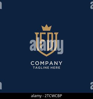 FD initial shield crown logo vector graphic Stock Vector