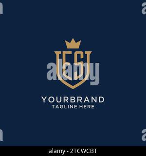 ES initial shield crown logo vector graphic Stock Vector