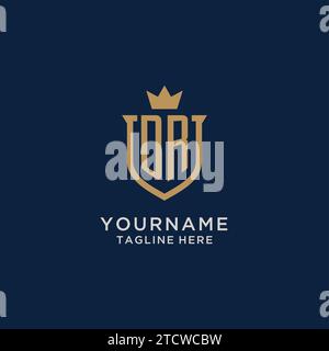 DR initial shield crown logo vector graphic Stock Vector