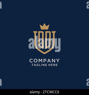 DD initial shield crown logo vector graphic Stock Vector