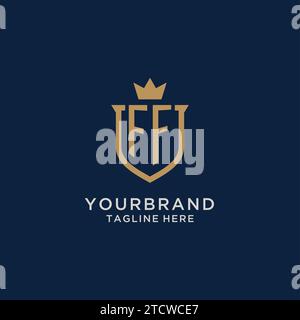 FF initial shield crown logo vector graphic Stock Vector