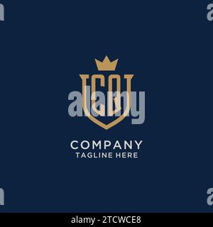 CQ initial shield crown logo vector graphic Stock Vector