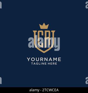 CR initial shield crown logo vector graphic Stock Vector