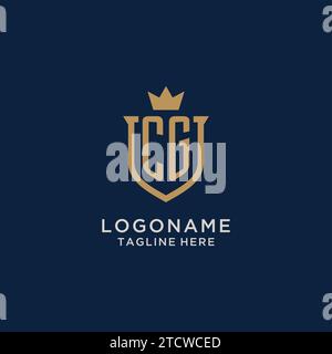 CG initial shield crown logo vector graphic Stock Vector