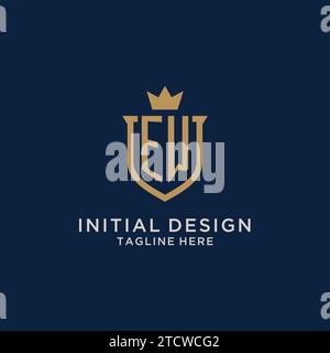 EW initial shield crown logo vector graphic Stock Vector