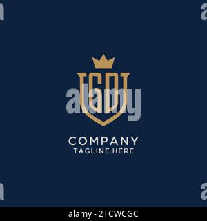 GD initial shield crown logo vector graphic Stock Vector