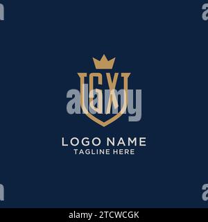 GX initial shield crown logo vector graphic Stock Vector