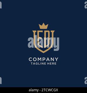 ED initial shield crown logo vector graphic Stock Vector