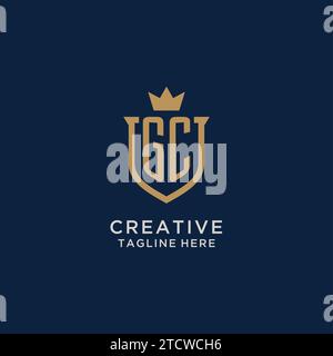 GC logo with shield and crown, initial monogram logo design ideas Stock ...