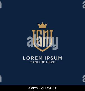 GM initial shield crown logo vector graphic Stock Vector