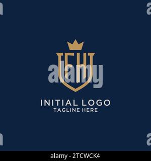 FH initial shield crown logo vector graphic Stock Vector