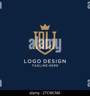 DL initial shield crown logo vector graphic Stock Vector