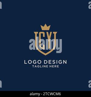 CY initial shield crown logo vector graphic Stock Vector