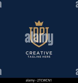 DP initial shield crown logo vector graphic Stock Vector
