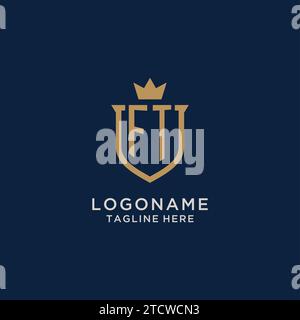 FT initial shield crown logo vector graphic Stock Vector