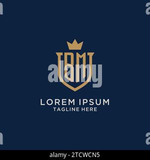 BM initial shield crown logo vector graphic Stock Vector