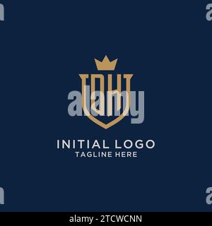 DH initial shield crown logo vector graphic Stock Vector