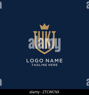 HK initial shield crown logo vector graphic Stock Vector