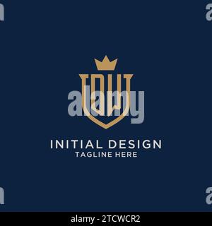 DW initial shield crown logo vector graphic Stock Vector